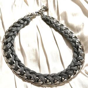 Joan Rivers Silver Braided Chain Necklace - Vintage